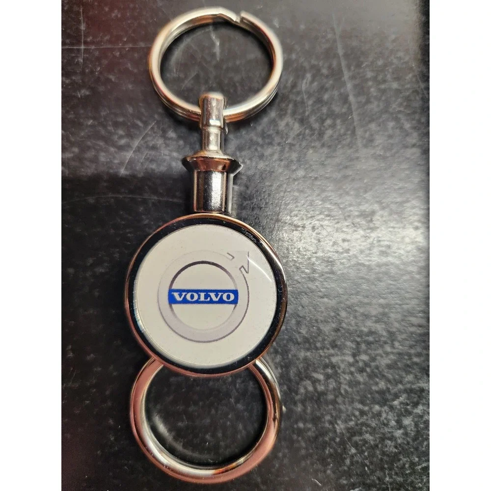 Volvo Keychain Key Ring Swivel Design Car Logo Silver Fan Gift Box